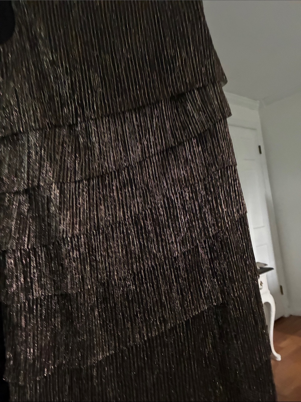 Metallic Tiered  Cocktail Dress from Connected Petite , Shimmering Size8P
